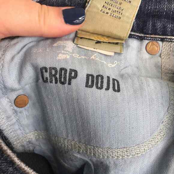 7 For All Mankind Crop Dojo Jean Womens 28 Blue Denim Straight Leg Stretch - Picture 8 of 12
